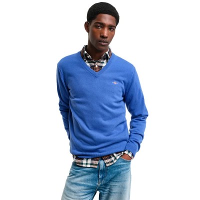 блуза,мъжки,пуловери,gant,superfine,lambswool,v,neck,sweater,blue,(rich,blue)