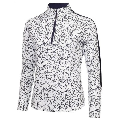 блуза,дамски,блузи,green,lamb,mae,half,zip,sweatshirt,white,navy,flora,(white)