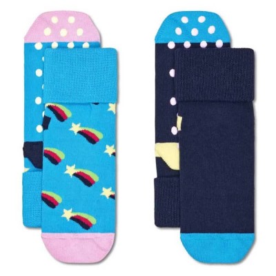 чорапи,детски,чорапи,hs,by,happy,socks,antislip,shooting,star,crew,socks,2,pairs,blue,(turquoise)