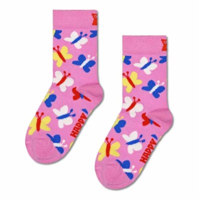 чорапи,детски,чорапи,hs,by,happy,socks,butterfl,years,crew,socks,pink,(pink)