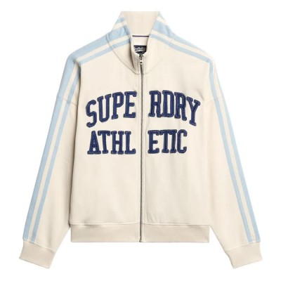 блуза,дамски,блузи,superdry,athletic,applq,loose,full,zip,sweatshirt,beige