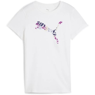 тениска,дамски,тениски,puma,graphics,floral,cat,logo,short,sleeve,t,shirt,white,(white)