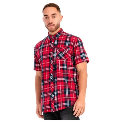риза,с,къс,ръкав,мъжки,ризи,lonsdale,brixworth,short,sleeve,shirt,red,dark,navy,white,(red)
