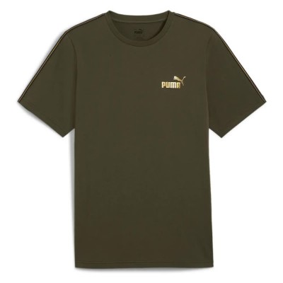 тениска,мъжки,тениски,puma,ess,tape,minimal,gold,short,sleeve,t,shirt,dark,olive,(green)