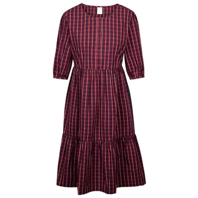рокля,дамски,поли,и,рокли,trespass,helen,short,sleeve,dress,red,(dark,cherry,check)