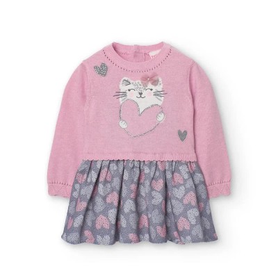 рокля,дамски,поли,и,рокли,boboli,knitwear,combined,long,sleeve,dress,pink,(flemish,1)