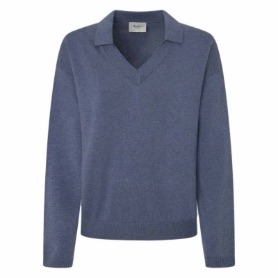 блуза,дамски,пуловери,дамски,плетени,дрехи,pepe,jeans,isela,v,neck,sweater,weller,blue,(blue)