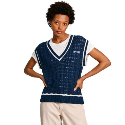 потник,дамски,пуловери,дамски,плетени,дрехи,pepe,jeans,iva,vest,knitted,vest,blue,(marine,blue)