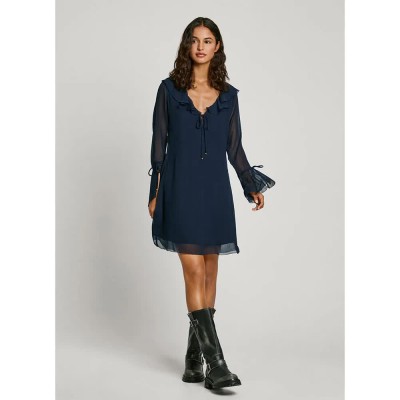 рокля,дамски,поли,и,рокли,pepe,jeans,pl953617,long,sleeve,short,dress,blue