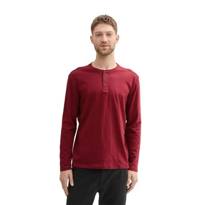 тениска,мъжки,тениски,tom,tailor,1034356,henley,long,sleeve,t,shirt,burgundy,dark,red,(red)