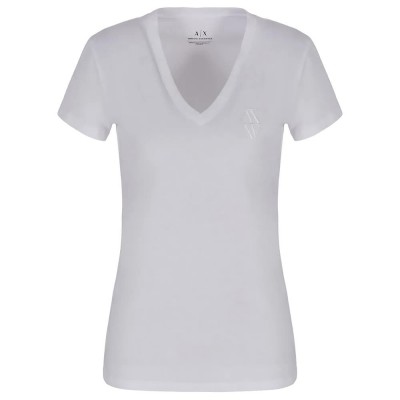 тениска,дамски,тениски,armani,exchange,6dyt01,yj8qz,short,sleeve,v,neck,t,shirt,white