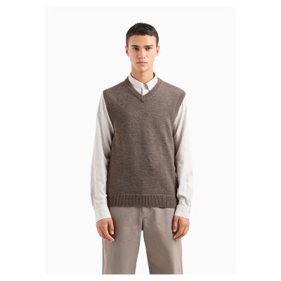 потник,мъжки,пуловери,armani,exchange,6dzm1g,zm1lz,knitted,vest,brown,(brown,mel)