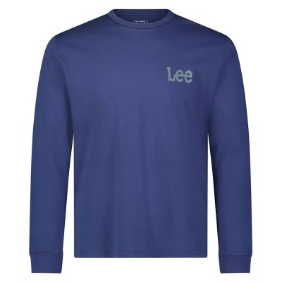 тениска,мъжки,тениски,lee,wobbly,logo,long,sleeve,t,shirt,blue,(mood,indigo)