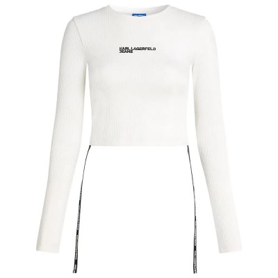 фланелка,с,дълъг,ръкав,дамски,топове,karl,lagerfeld,a1w17037,long,sleeve,top,pristine,(white)