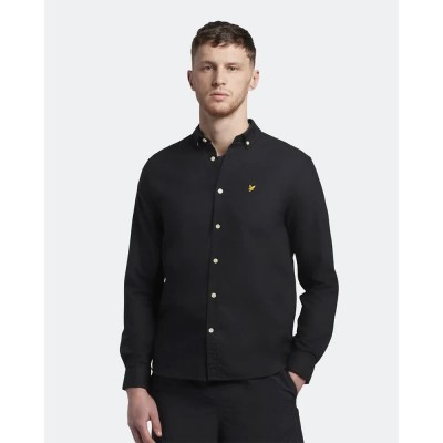 риза,с,дълъг,ръкав,мъжки,ризи,lyle,&,scott,oxford,long,sleeve,shirt,black,(jet,black)