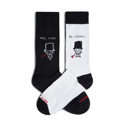 чорапи,мъжки,чорапи,jimmy,lion,dr,jekyll,and,mr,hyde,crew,socks,white,black,(black,white)