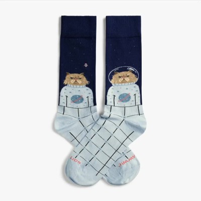 чорапи,мъжки,чорапи,jimmy,lion,space,cat,crew,socks,dark,blue,(blue)