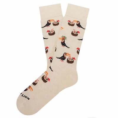 чорапи,мъжки,чорапи,jimmy,lion,tropical,toucan,crew,socks,beige,(beige)