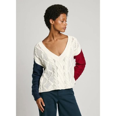 блуза,дамски,пуловери,дамски,плетени,дрехи,pepe,jeans,hada,v,neck,sweater,white