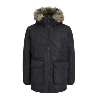 анорак,мъжки,якета,jack,&,jones,construct,faux,fur,parka,black