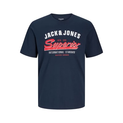 тениска,мъжки,тениски,jack,&,jones,logo,plus,short,sleeve,t,shirt,sky,captain,(blue)