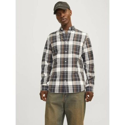 карирана,риза,мъжки,ризи,jack,&,jones,brook,check,structure,long,sleeve,shirt,grey,(black,oyster)