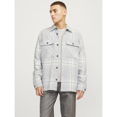 карирана,риза,мъжки,якета,jack,&,jones,raymond,melange,check,overshirt,grey,melange,comfort,fit,(grey)