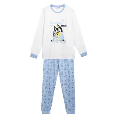 тениска,мъжки,пижами,cerdá,bluey,long,sleeve,pyjama,t,shirt,white,(blue)