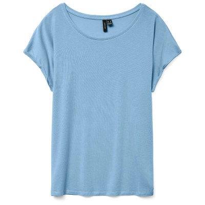 тениска,дамски,тениски,vero,moda,ava,plain,short,sleeve,t,shirt,airy,blue,(blue)