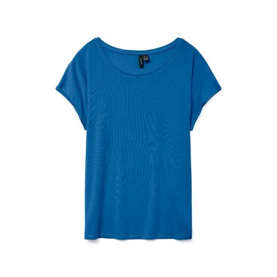 тениска,дамски,тениски,vero,moda,ava,plain,short,sleeve,t,shirt,daphne,(blue)