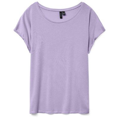 тениска,дамски,тениски,vero,moda,ava,plain,short,sleeve,t,shirt,pastel,lilac,(purple)