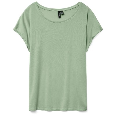 тениска,дамски,тениски,vero,moda,ava,plain,short,sleeve,t,shirt,smoke,green,(green)