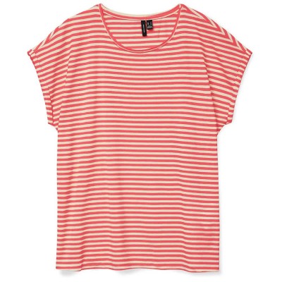 тениска,дамски,тениски,vero,moda,ava,stripe,short,sleeve,t,shirt,dubarry,pristine,(orange)