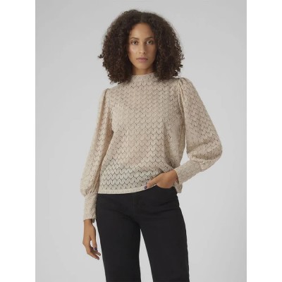дамски,блузи,дамски,ризи,vero,moda,becca,long,sleeve,blouse,beige,(pumice,stone)