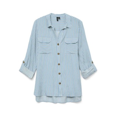 риза,с,дълъг,ръкав,дамски,блузи,дамски,ризи,vero,moda,bumpy,long,sleeve,shirt,airy,blue,snow,white,(blue)