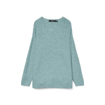 блуза,дамски,пуловери,дамски,плетени,дрехи,vero,moda,crewlefile,v,neck,sweater,green,(gray,mist,melange)