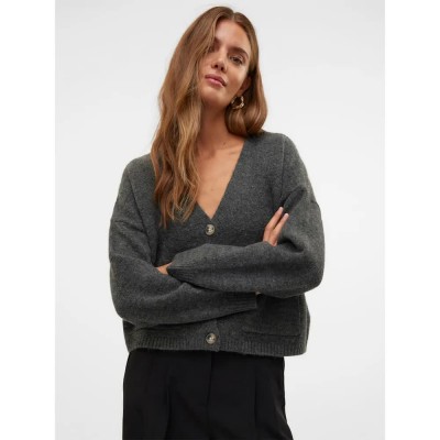жилетка,дамски,пуловери,дамски,плетени,дрехи,vero,moda,gemma,cardigan,dark,grey,melange,(grey)