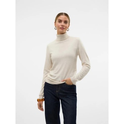 блуза,дамски,пуловери,дамски,плетени,дрехи,vero,moda,iris,high,neck,sweater,birch,w.,melange,(white)