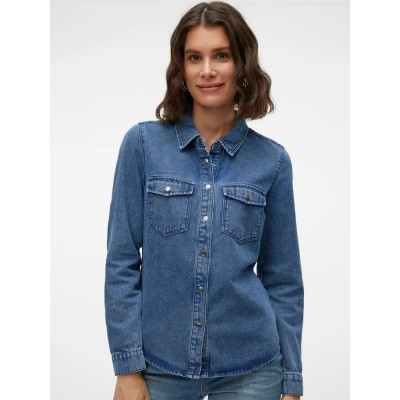 риза,с,дълъг,ръкав,дамски,блузи,дамски,ризи,vero,moda,jennie,long,sleeve,shirt,blue,(medium,blue,denim)
