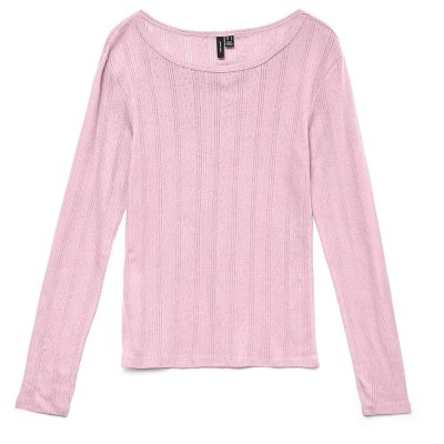 тениска,дамски,тениски,vero,moda,lisa,pointelle,long,sleeve,t,shirt,pink,(pink,a,boo)
