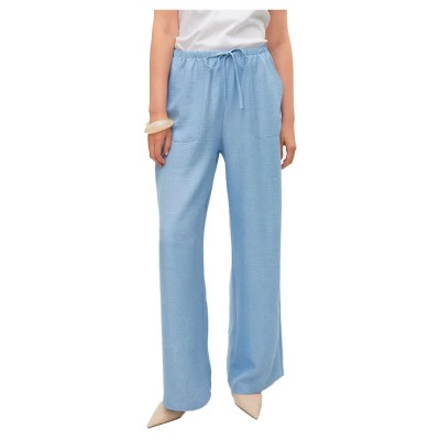 панталони,дамски,панталони,vero,moda,melaney,loose,high,waist,pants,chambray,blue,melange,(blue)