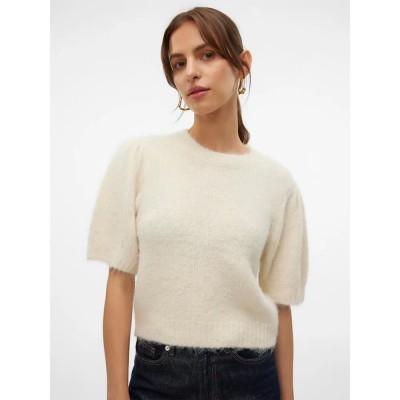 блуза,дамски,пуловери,дамски,плетени,дрехи,vero,moda,novah,ss,puff,short,sleeve,sweater,birch,(beige)