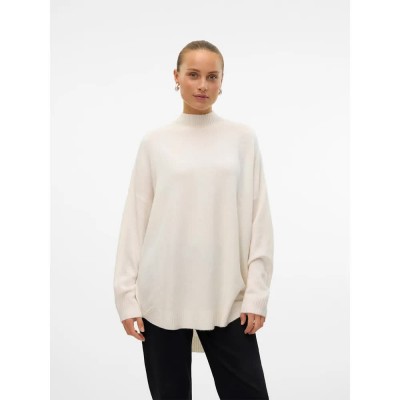 блуза,дамски,пуловери,дамски,плетени,дрехи,vero,moda,plaza,high,neck,sweater,beige,(birch,melange)