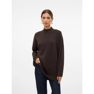 блуза,дамски,пуловери,дамски,плетени,дрехи,vero,moda,plaza,high,neck,sweater,chocolate,torte,melange