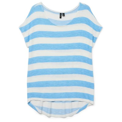 тениска,дамски,тениски,vero,moda,wide,stripe,short,sleeve,t,shirt,blue,(azure,blue,snow,white)