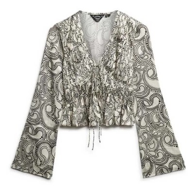 дамски,блузи,дамски,ризи,superdry,70s,pleated,long,sleeve,blouse,grey,(clover,paisley)