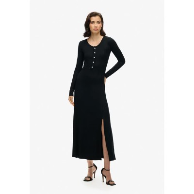 рокля,дамски,поли,и,рокли,superdry,henley,long,sleeve,midi,dress,black