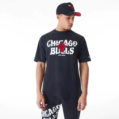 тениска,мъжки,тениски,new,era,nba,cf,grphc,oversized,chicago,bulls,short,sleeve,t,shirt,black