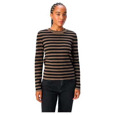блуза,дамски,пуловери,дамски,плетени,дрехи,object,ester,sli,sweater,brown,(morel,stripes,black)