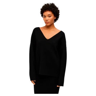 блуза,дамски,пуловери,дамски,плетени,дрехи,object,reynard,v,neck,sweater,black